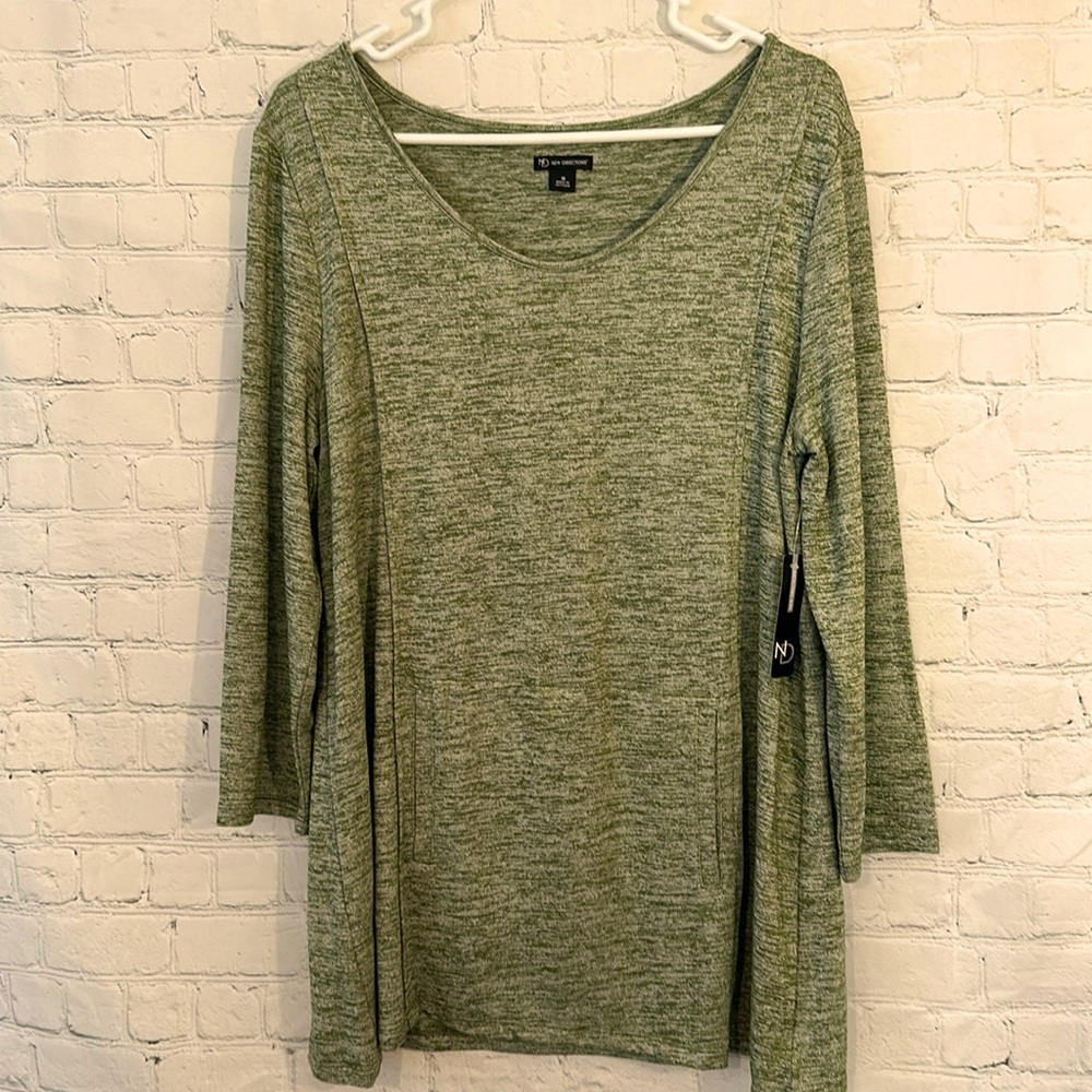 New Directions green marled stretch tunic NWT